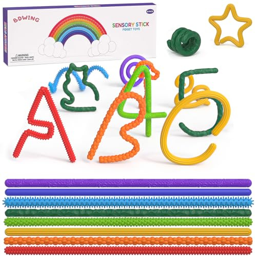 BDwing Fidget Toys Sensorik Stick, 8 Stück Silikon Strukturiert Sensorisches Spielzeug zur ADHS, Autismus und Stressabbau, Anti Stress Spielzeug für Kinder und Erwachsene Entspannung