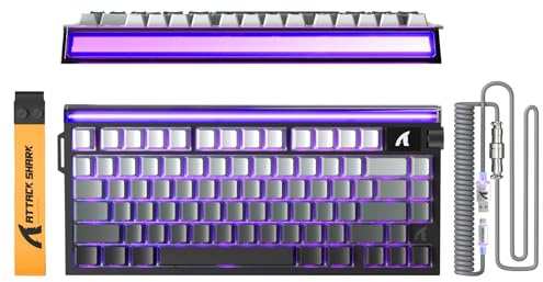 ATTACK SHARK R85 HE Wired 75% Gaming Keyboard with C01ULTRA LED Cable | Magnetic Switch, 5 Layers, Multifunctional software, RGB light box, Knob, 8000Hz, 0.005mm RT Tech (Moonlit Night)