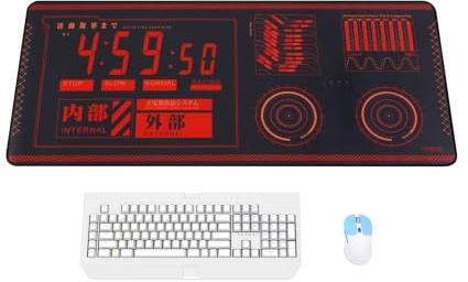 Neon Genesis Evangelion – Style Cyber UI Mauspad, Echoing NERV's High – Tech Vibe, 89,9 x 40,9 cm großes Mauspad für Gaming und Büro