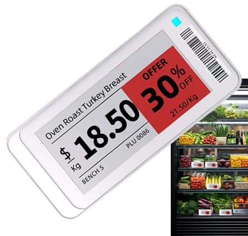 -Smart-E-Ink-Bildschirmetiketten – 2,9-Zoll-Digitalanzeigeetikett, kabelloses elektronisches Regaletikett mit geringem Stromverbrauch, klar lesbares Preisschild, energieeffizientes Aktualisie