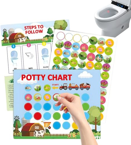 Potty Training Reward Chart, Interactive Portable Learning Tool - Toilet Reward Chart, Boys and Girls, Classroom, Travel, Bed, Home and Indoor