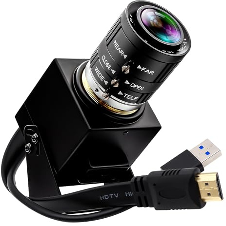 IFWATER 4K 60fps High Speed Camera USB3.0 & HDMI Dual Simultaneous Output 3X Manual CS-Mount Varifocal Lens with 2X Digital Zoom H.264 Security Camera for Computers TVs Projectors Video Conferences