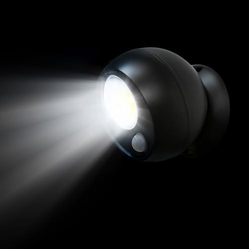 QianFan Motion Sensor Lights Outdoor - Battery Operated LED PIR Security Light, Wireless Spotlight for Porch Garden Stair Pathway Driveway，Black