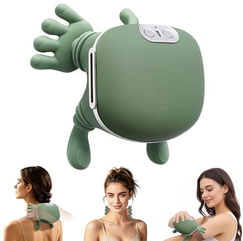 4D Massage Électrique du Cou, Appareil de Massage pour les Épaules et la Nuque avec Fonction Chauffante, 3 Vitesses, 2 Niveaux de Chauffage (30°C/40°C), Appareil de Massage pour la Maison/Bureau Vert