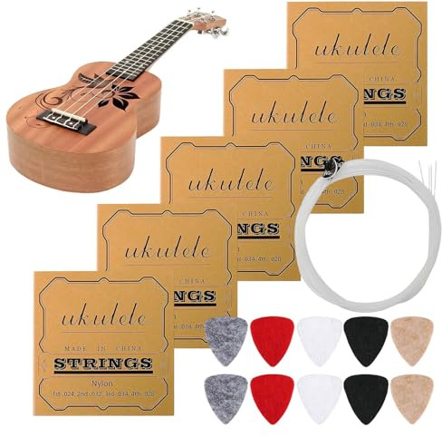 Kit de Cuerdas de Reemplazo de Ukelele Cinco Juegos de Accesorios de | Juego De Cuerdas De Nylon Para Ukulele para Conciertos Festivales Musicales Principiantes Profesionales