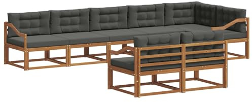 vidaXL Outdoor-Sofagarnitur mit Kissen 8 pcs Natur und Anthrazit, Akazienholz-Sofa, modernes Outdoor-Möbel, Garten-Lounge-Set, langlebige Terrassen-Couch, vielseitige Poolbereichs-Sitzgelegenheiten