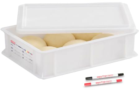 GATBO 1-Pack Pizza Dough Proofing Box with Lid, 12L Stackable Commercial-Grade Trays with 2 Wipeable Markers for Home Bakers & Light Commercial Use, 1 Lids Included (40cm x 30cm x 10cm)