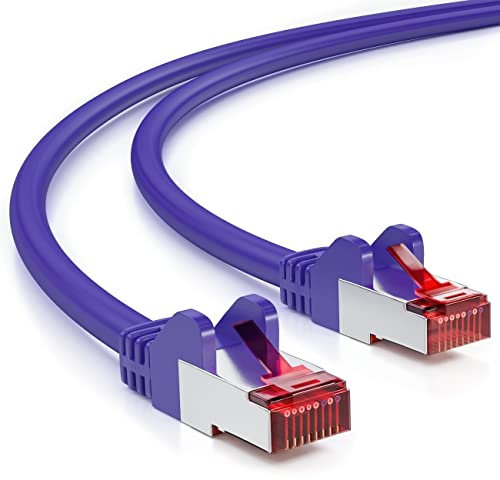 deleyCON 0,5m CAT6 Câble Réseau - Blindage PIMF S/FTP CAT-6 RJ45 Câble Ethernet - LAN DSL Routeur Modem Point d'Accès Patch Panels - Violet