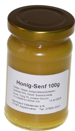 Wiedemer – erfrischender Honigsenf aus frischer Zubereitung mit ausgewählten natürlichen veganen Zutaten – 1 Glas á 100ml Gourmet Senf für Lachs, Salatdressing, Fleisch, Fisch, Käse u.v.m.