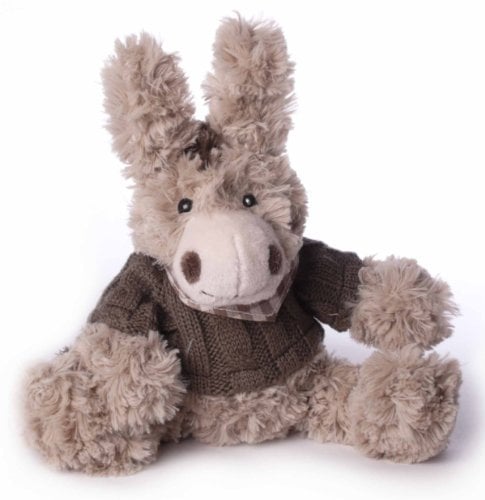 Inware 8050 - Kuscheltier Esel Olli, 25 cm, beige, mit brauem Pullover