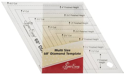 Sew Easy Diamond Quilting Template – 1 – 4.5” Quilting & Patchwork Rule for Applique Sewing, Transparent Acrylic Non-Slip