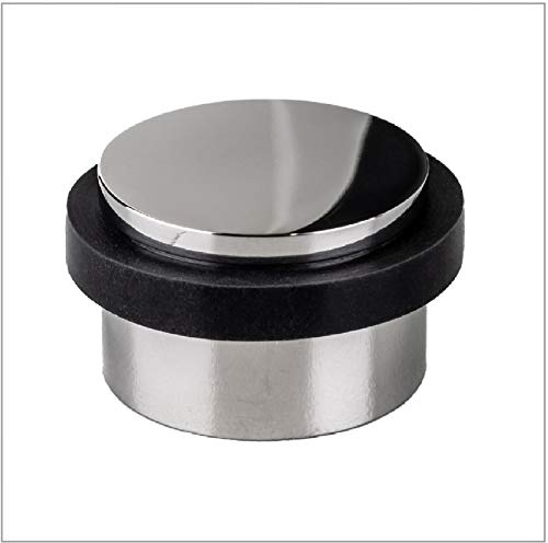 EVI Herrajes | Adhesive Door Stop | Ø28x20mm | Floor Mounted | Bright Stainless Steel | Silicone Protection Rubber | I-140AB