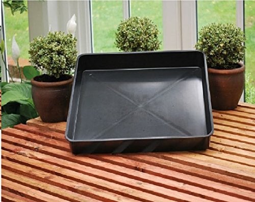 TrapMan large square plastic Tray grill soaker oil drip tray black recycled plastic, gravel tray greenhouse garland boot tray cat litter