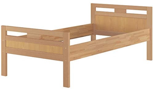 Erst-Holz® Massivholzbett Seniorenbett Buche Natur 90x200 Einzelbett Hohes Bett Komforthöhe 60.74-09 oR