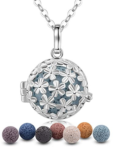 Eudora Harmony Tree of Life Floating Locket Women Essential Oil Diffuser Pendant Aromatherapy Necklace with 7PCS Lava Stone,24