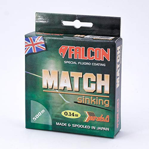Falcon Nylon Match Sinking Fluorocoated, Persicus, 150 mt Filo da Pesca, Marrone Scuro, 0.14
