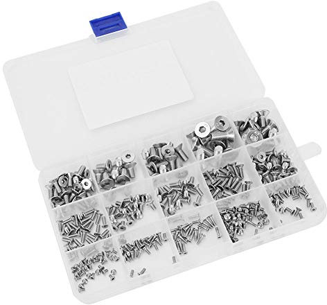 Juego de Tornillos de Acero Inoxidable de 320 Piezas Con Cabeza Plana Hexagonal, Juego Surtido de Tornillos M2 M2.5 M3 M4 M5 M6