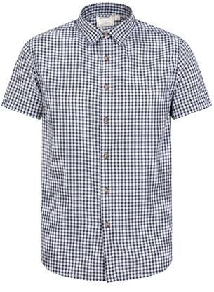 Mountain Warehouse Weekender Short Sleeved Mens Shirt - 100% Cotton Shirt, Lightweight Casual Top, Breathable, Comfortable - Spring Summer, Walking, Camping Navy 4XL