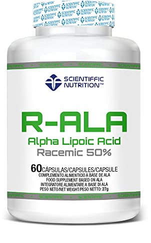 Scientiffic Nutrition - R-ALA 50%, Ácido Alfa Lipoico en Cápsulas, 250mg por Toma, Suplemento Alimenticio Antioxidante y Acelerador del Metabolismo - 60 Comprimidos.