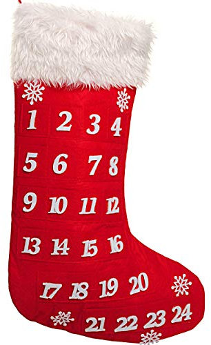 alles-meine.de GmbH 5 Stück XL - Weihnachtssocken & Filzstrümpfe - Weihnachtskalender/Adventskalender - leer zum selbst Befüllen - 51 cm - ROT - Nikolausstiefel - Nikolausstr..