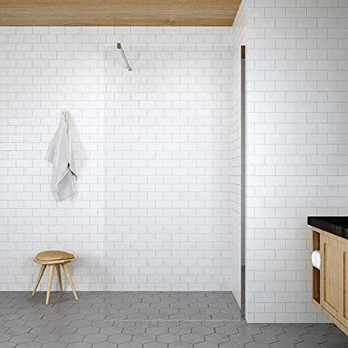 Walk in Duschglas 100x200 cm Duschwand Glas für Begehbare Dusche mit Handtuchhalter Duschablage Duschregal Badregal ESG Sicherheitsglas 8 mm klar NANO beschichtet Stabilisator Edelstahl Chromoptik