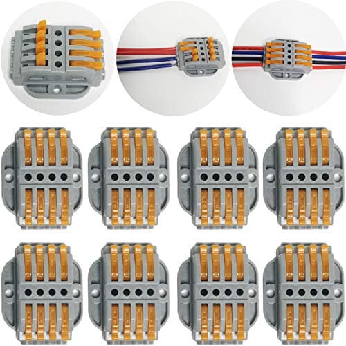 CTRICALVER 8 pcs SPL-4 Compact Connettore | Morsettiera a Barra di Pressione Bilaterale | Morsettiere elettriche | Connettori filo con viti di fissaggio