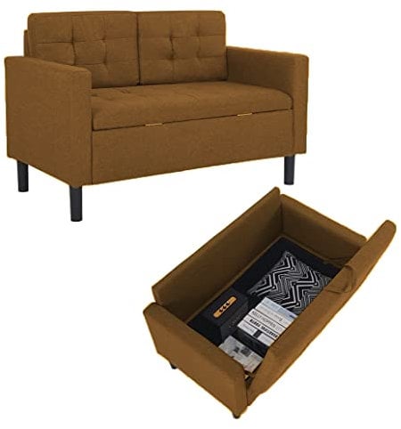 Mingone Sofa Möbelset Sessel Leinensofa Design Sofa (Gelb)