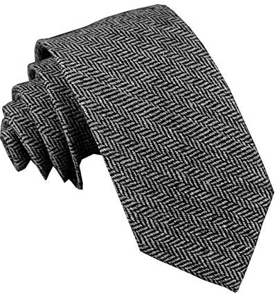 Ceehuteey Herren Anzug Krawatte Tweed Wolle Neckcloth Fischgrätenmuster Woven Neckwear Schal, GRAU, Einheitsgröße