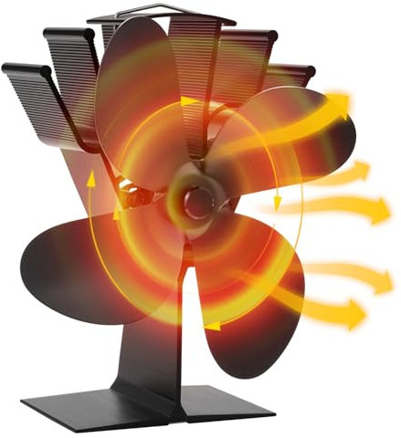 COMBIUBIU Wood Stove Fan 4 Blade Fireplace Fan for Wood Burning Stove,Heat Powered Stove Fan Komin Log Wood Stove Accessories,Silent Operation Circulating Warm Air(Non Electric)