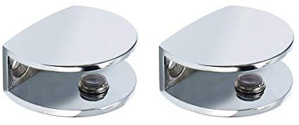 2 x Rahmenlose rechteckige verstellbare Glashalterungen für Schwerlastregal, poliertes Chrom