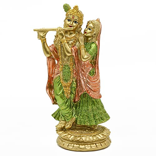 alikiki Hinduistisches Idol Radha Krishna Statue – indische Göttin Figur Murti Pooja Artikel Home Office Tempel Mandir Puja Artikel Indien Buddha Diwali Hochzeitsgeschenke Meditation Altar Schrein Kit