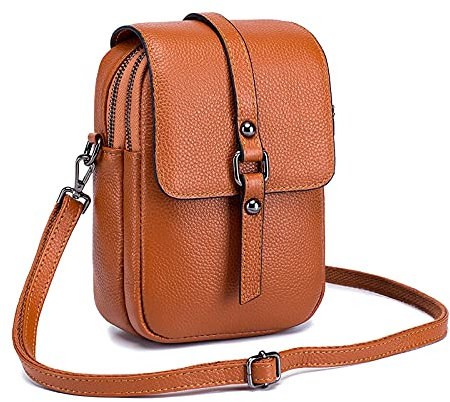 FANDARE Sacs à bandoulière Petits Sacs pour Téléphone Cuir Sac à Main Femme Porte Monnaie Portefeuille Pochette pour Carte de crédit Crossbody Bag Jaune