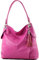 modamoda de T185 Damen Leder Schultertasche Handtasche handmade in Italy, Farbe:Pink (B)