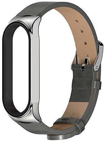 HYKEJI Leder Armband für Xiaomi Mi Band 5 / Mi Band 4 / Mi Band 3 Armband, Lederband Ersatzband mit Edelstahl-Verschluss Kompatibel mit Xiaomi Mi Band 5 / Mi Band 4 / Mi Band 3 (G)