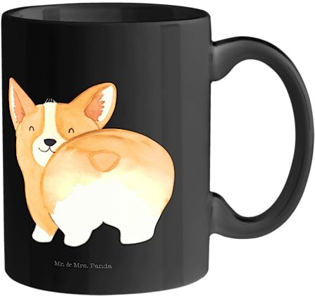 Mr. & Mrs. Panda Tasse Corgi Po - Geschenk, Büro Tasse, Selbstliebe, Hundespruch, Porzellantasse, Teebecher, Hundebesitzer, Corgie, Hund,