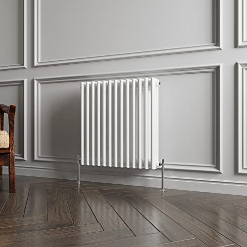 3 Column Radiator White Traditional Style 600x605mm Horizontal Vintage Radiator,Design for Bedroom, Dining Room, Living Room