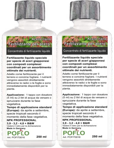 POFLO Fertilizzante per acero Fertilizzante liquido per acero giapponese acero rosso acer palmatum Fertilizzante completo HIGHTECH NPK (500 ml)