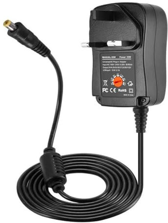 30W Universal Power Supply AC to DC 3V 4.5V 5V 6V 7.5V 9V 12V 1A 2A Power Supply, Multi-Voltage Adapter with USB Port & 8 DC Plugs for CCTV Cam Router Speaker Lamp & Household Electronics