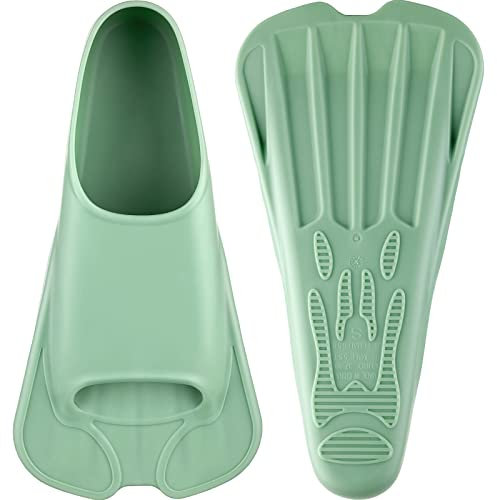 CAPAS Kurze Trainingsflossen für Schwimmen | Komfortable Silikon Schwimmflossen | Kurzflossen | Taucherflossen | Unisex Flossen für Kinder Erwachsene | Kurze Klinge Beinstärke aufbauen (Grün, XXS)