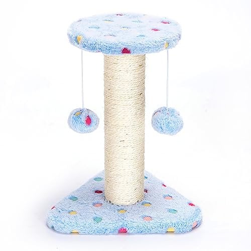 Nobleza Cat Scratching Post Small Cat Activity Center Kitty Climbing Tree with sisal Kitten Play Tower with Hanging Toys, Blue