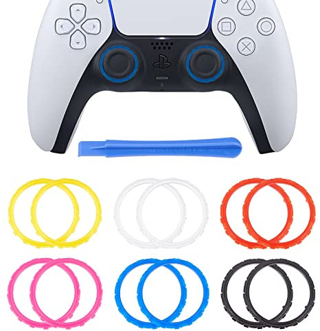 SUPERFINDINGS 12 St¨¹ck 6 Farben Controller Akzentring Dekorative Akzentringe Aus Kunststoff Mit 1 St¨¹ck POM Harz Hebelwerkzeug Benutzerdefinierte Akzentringe F¨¹r PS5 Controller Gamecontroller
