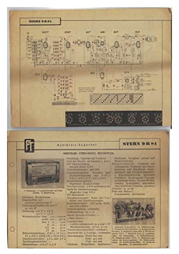 Stern 9R81. Achtkreis-Superhet. Rundfunk-Empfänger. Radio. Schaltplan & Datenblatt aus Funk-Technik 15/1948 original