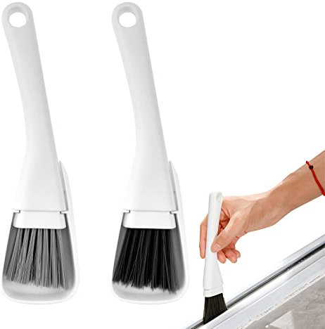 2 Pack Mini Brush and Dustpan Set Conveniently Dust Clean Portable Multi-Functional Cleaning Tools for Key Board Table (Black&Gray)
