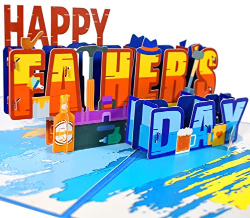 GREETING ART Vatertagskarte 3d Pop Up Karte,Vatertag Pop Up Karten, glückliche Vatertagskarte, Vatertags Grußkarten für Papa Vater Großvater