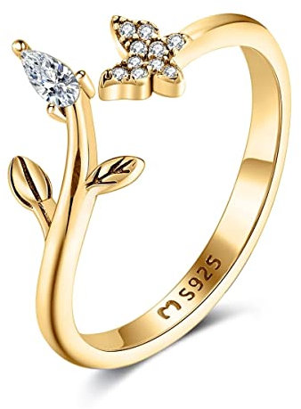 Ring für damen aus silber mit einem kleinen Schmetterling. Ringe für frauen aus silber mit silberner oder goldener Oberfläche. Schmuck damen ideal für Paare, Mütter, Freundinnen. Damen ringe silber