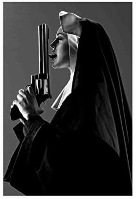 Poster mit Nonnen-Leckpistole, Leinwand, Poster, Schlafzimmer, Dekoration, Sport, Landschaft, Büro, Raumdekoration, Geschenk, ohne Rahmen, 40 x 60 cm
