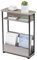 YEAKOO Narrow Side Table for Narrow and Small Spaces, Skinny Bedside Table Small Nightstand with Magazine Rack Space Saving (Oak, L)