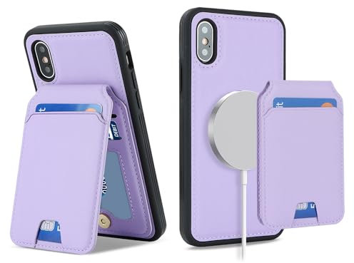 Ｈａｖａｙａ for Coque iPhone X Compatible avec Magsafe Etui für iPhone XS avec Porte Cartes détachable Coque Portefeuille Cuir pour Femmes et Hommes- Violet
