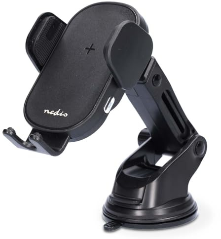 Nedis Funk-Kfz-Ladegerät - Qi Zertifiziert - 7.5/10 / 15 W - 1.5/1.67/2 A - 1.00 m - FOD/Überhitzungsschutz/Überspannung - USB Type-C - inkl. Kabel