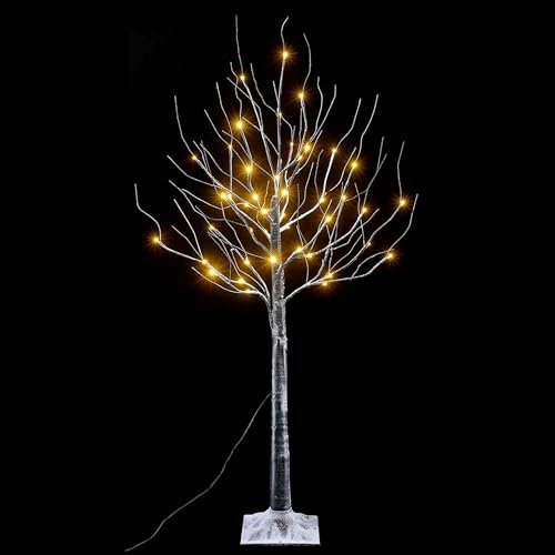 Gruppo Maruccia - Albero Natalizio Luminoso con 48 Luci Led Bianco Caldo - Albero di Natale Artificiale per Interni ed Esterni Altezza 1,2 Metri 18 Rami Innevati